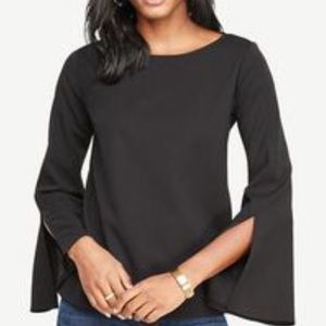 Black 🖤 Ann Taylor Slit Sleeve Boat Neck